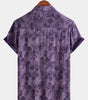 Men's Short Sleeve Hawaiian Shirt with Breathable Buttons in Vintage Purple
