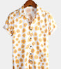 Tropical Hawaiian Flower Print Cotton Shirt for Men