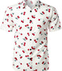Tropical Hawaiian Beach Shirt in Cherry Floral Print for Men