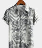 Men's Short Sleeve Striped Printed Shirt