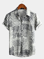 Men's Short Sleeve Striped Printed Shirt