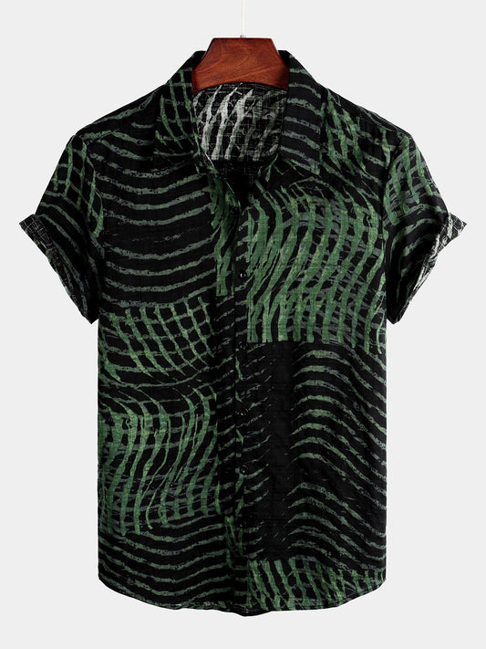 Striped Printed Short Sleeve Shirt for Men