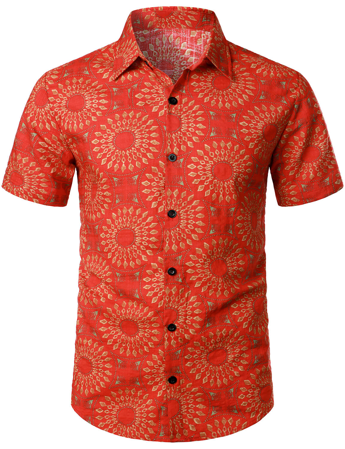 70s Vintage Disco Button-Up Short Sleeve Summer Shirt for Men
