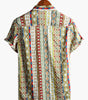 Men's Short Sleeve Cotton Patchwork Printed Shirt