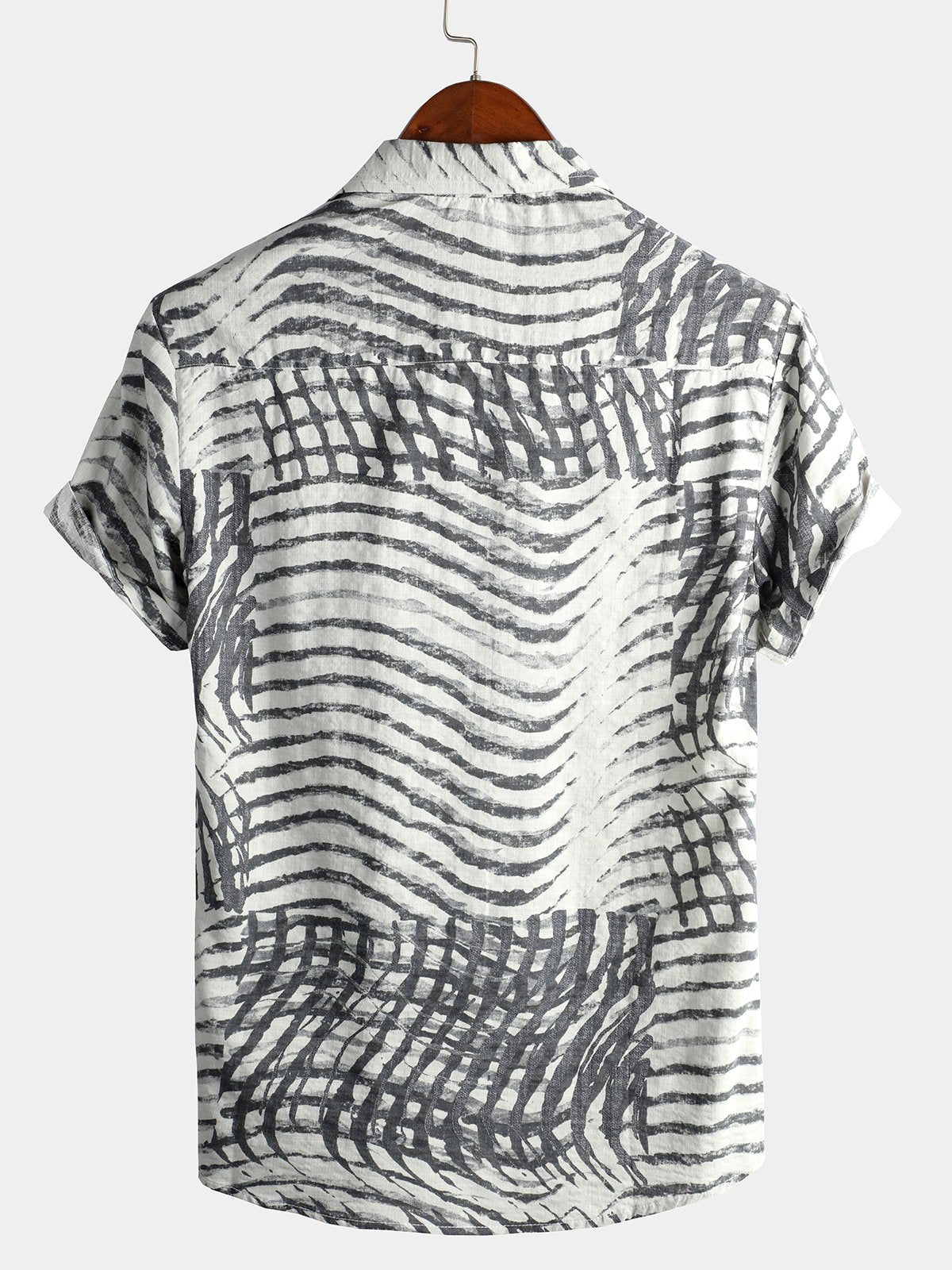 Men's Short Sleeve Striped Printed Shirt