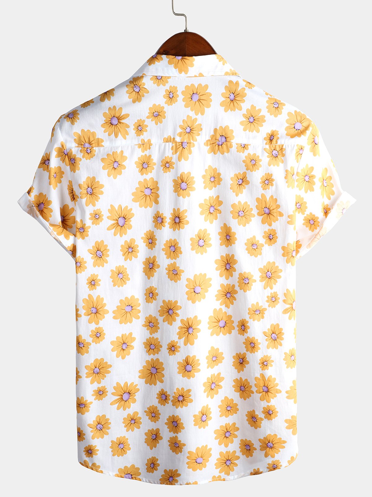 Tropical Hawaiian Flower Print Cotton Shirt for Men