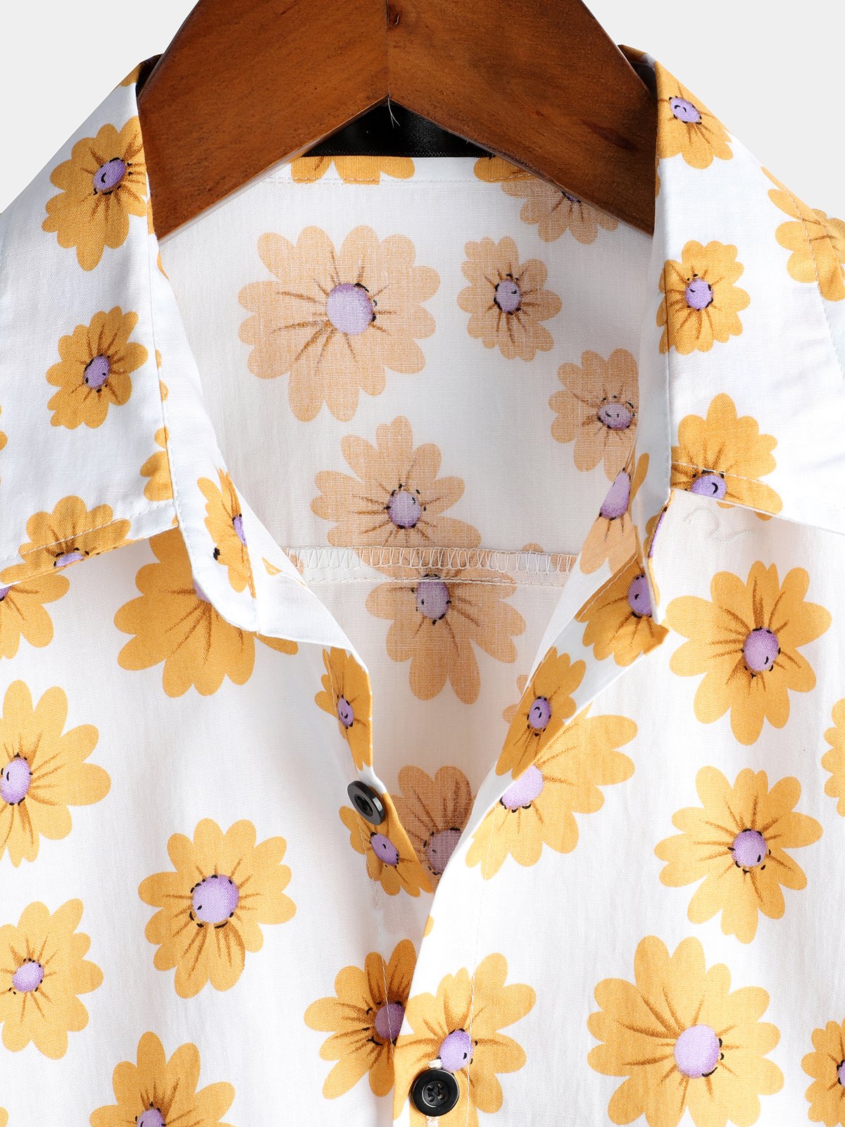 Tropical Hawaiian Flower Print Cotton Shirt for Men