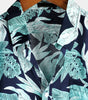 Men's Blue Tropical Leaf Print Short Sleeve Shirt