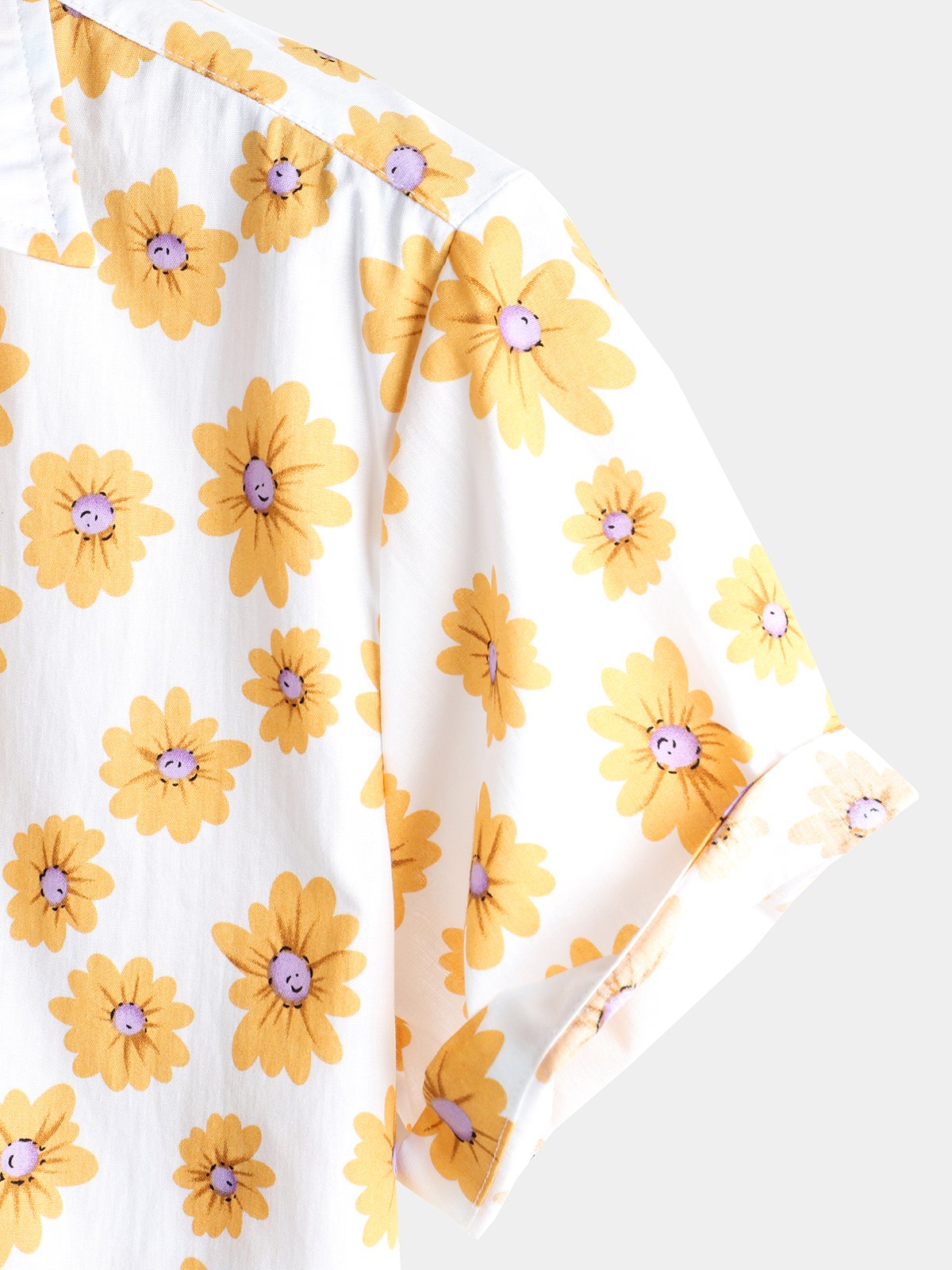 Tropical Hawaiian Flower Print Cotton Shirt for Men