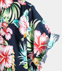 Men's Dark Blue Floral Holiday Cotton Short Sleeve Shirt