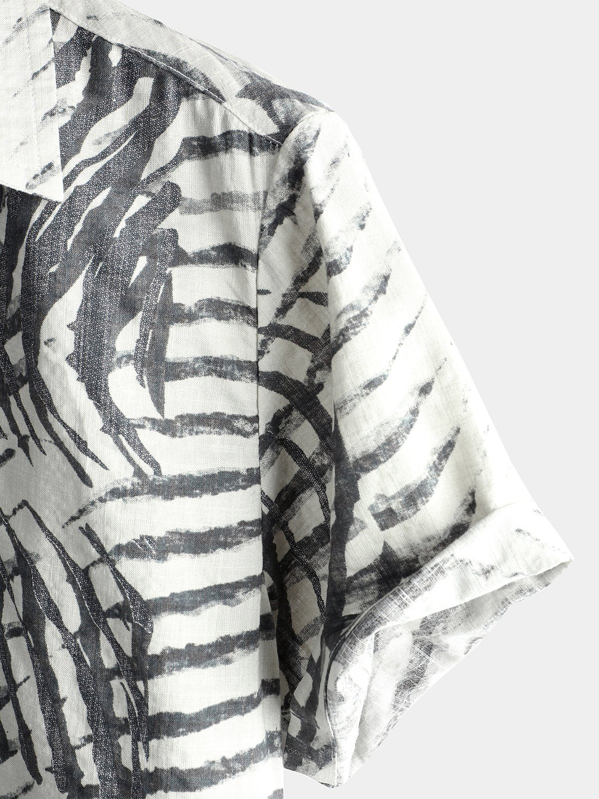 Men's Short Sleeve Striped Printed Shirt