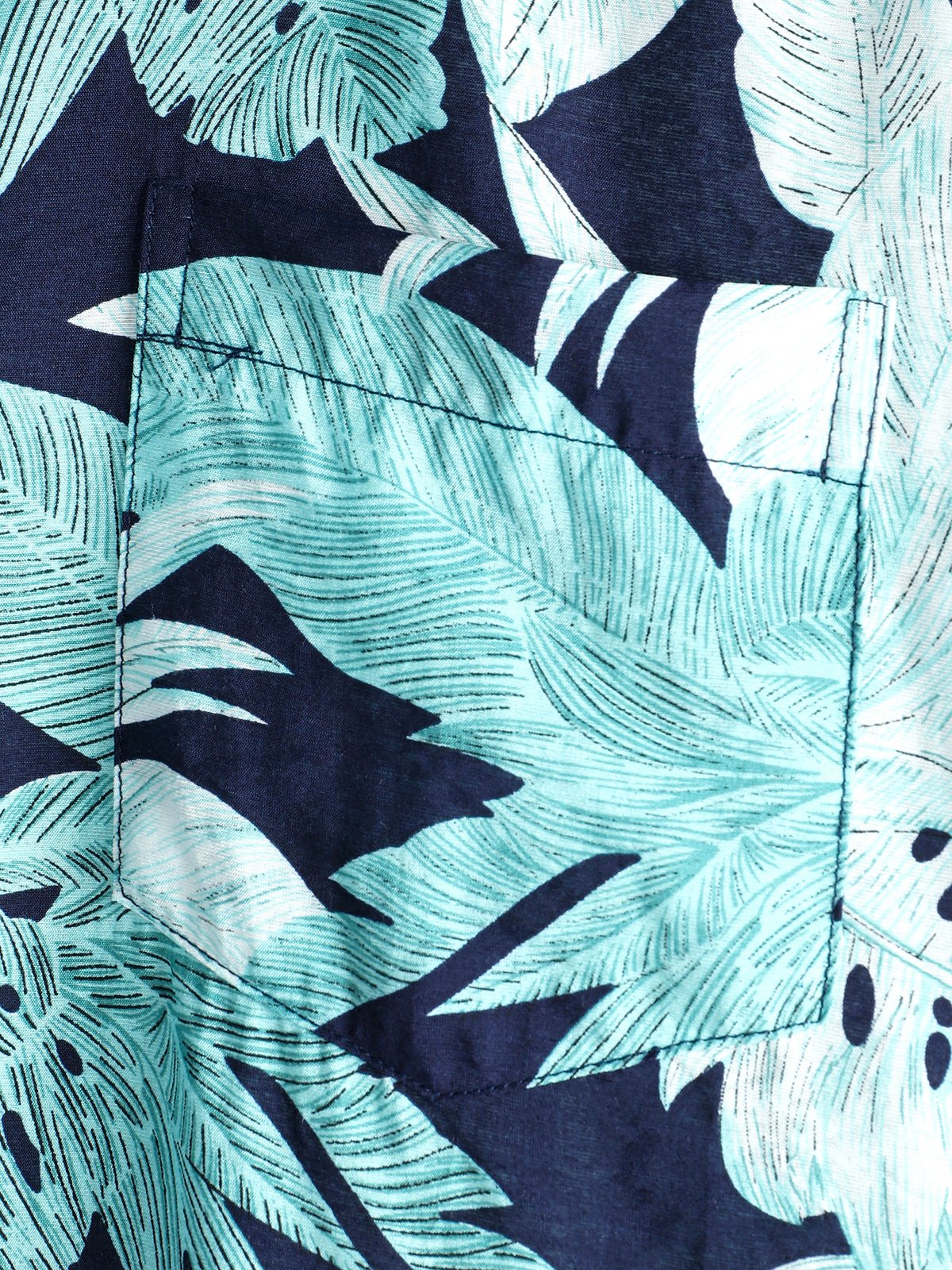 Men's Blue Tropical Leaf Print Short Sleeve Shirt