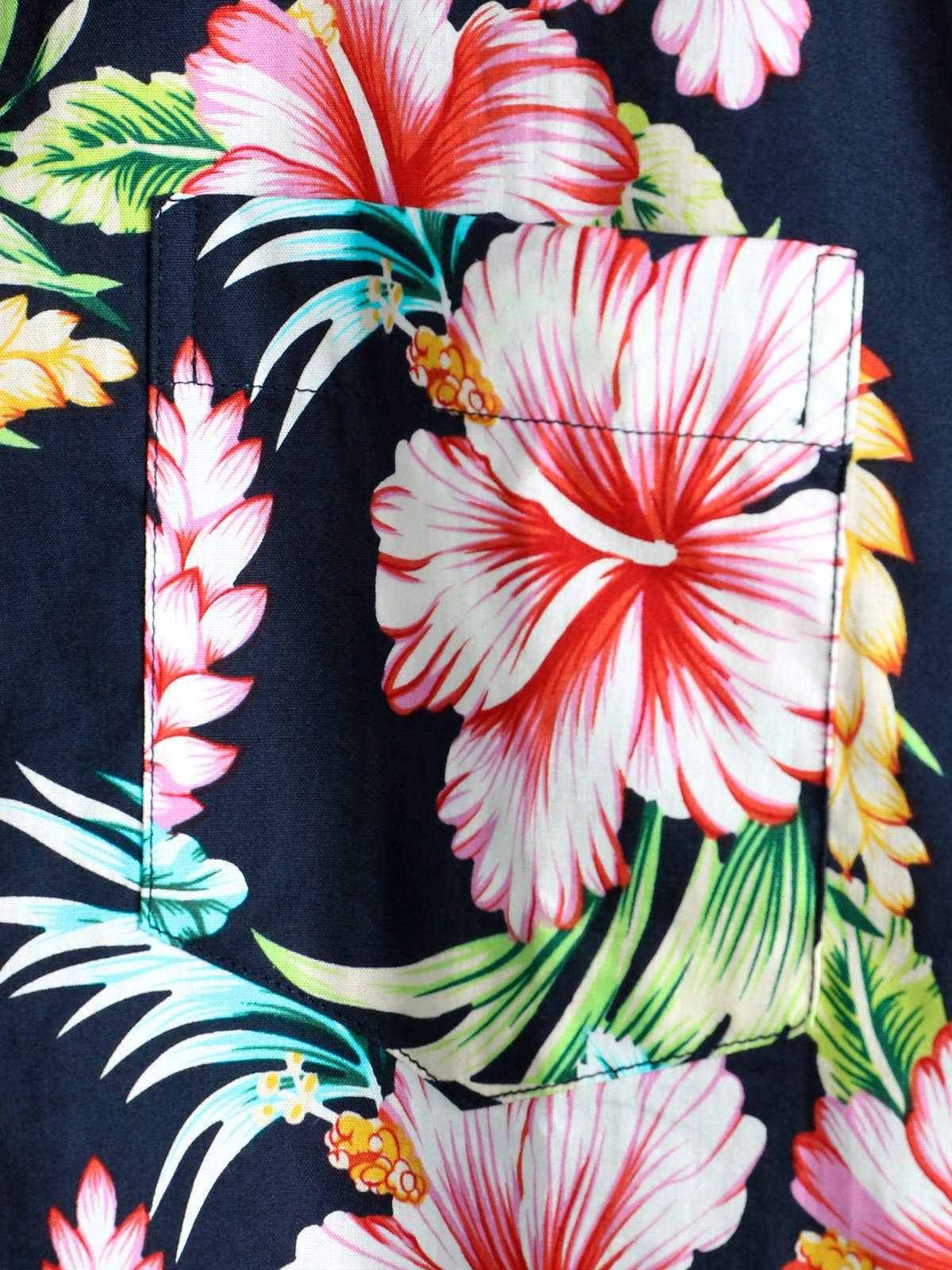 Men's Dark Blue Floral Holiday Cotton Short Sleeve Shirt
