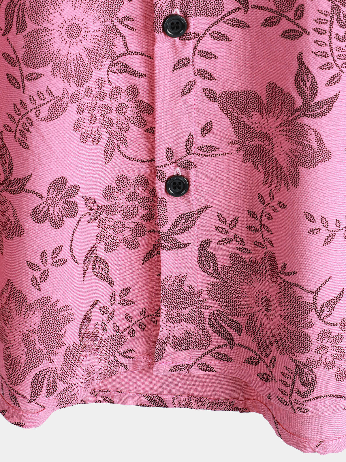 Men's Short Sleeve Hawaiian Shirt with Breathable Buttons in Pink Floral Print