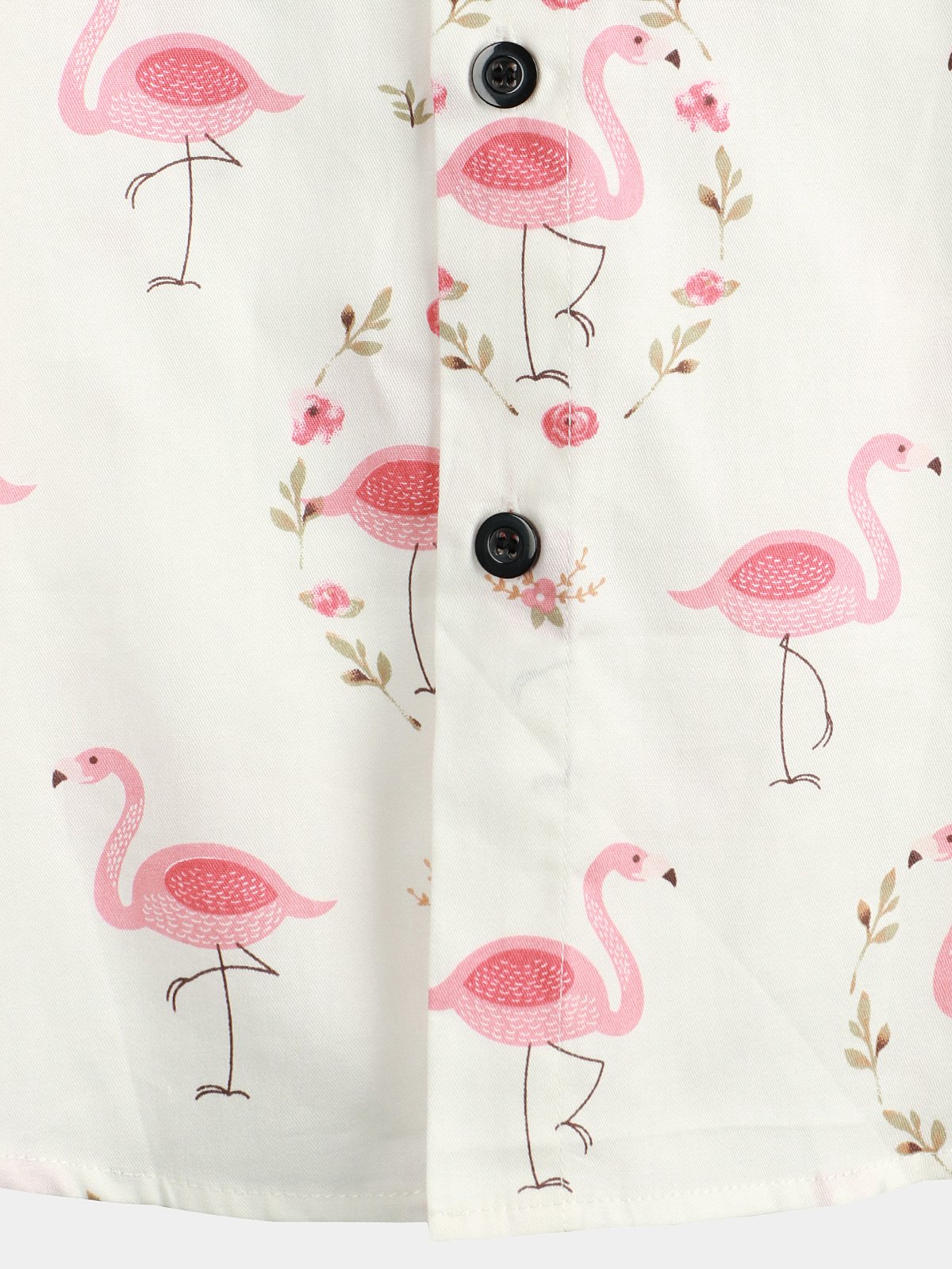 Casual Short Sleeve Cotton Flamingo Print Shirt for Men