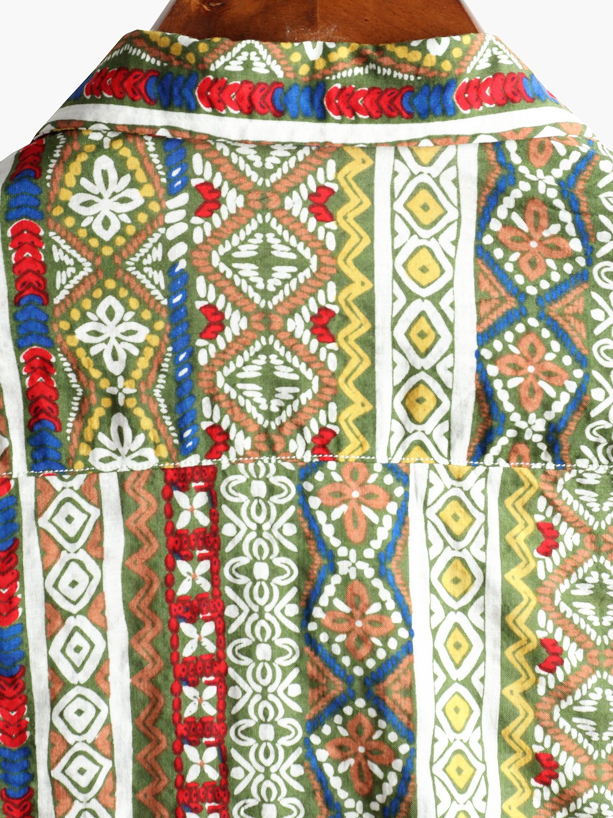Men's Short Sleeve Cotton Patchwork Printed Shirt
