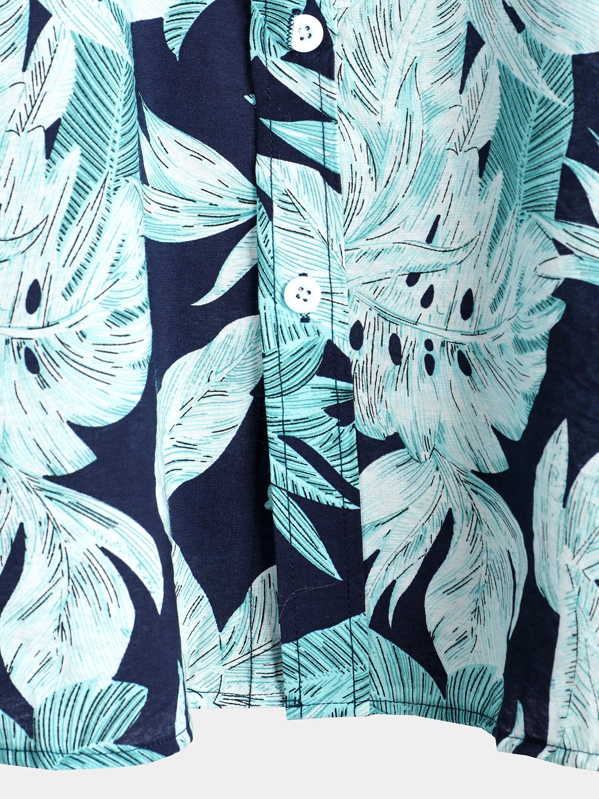 Men's Blue Tropical Leaf Print Short Sleeve Shirt