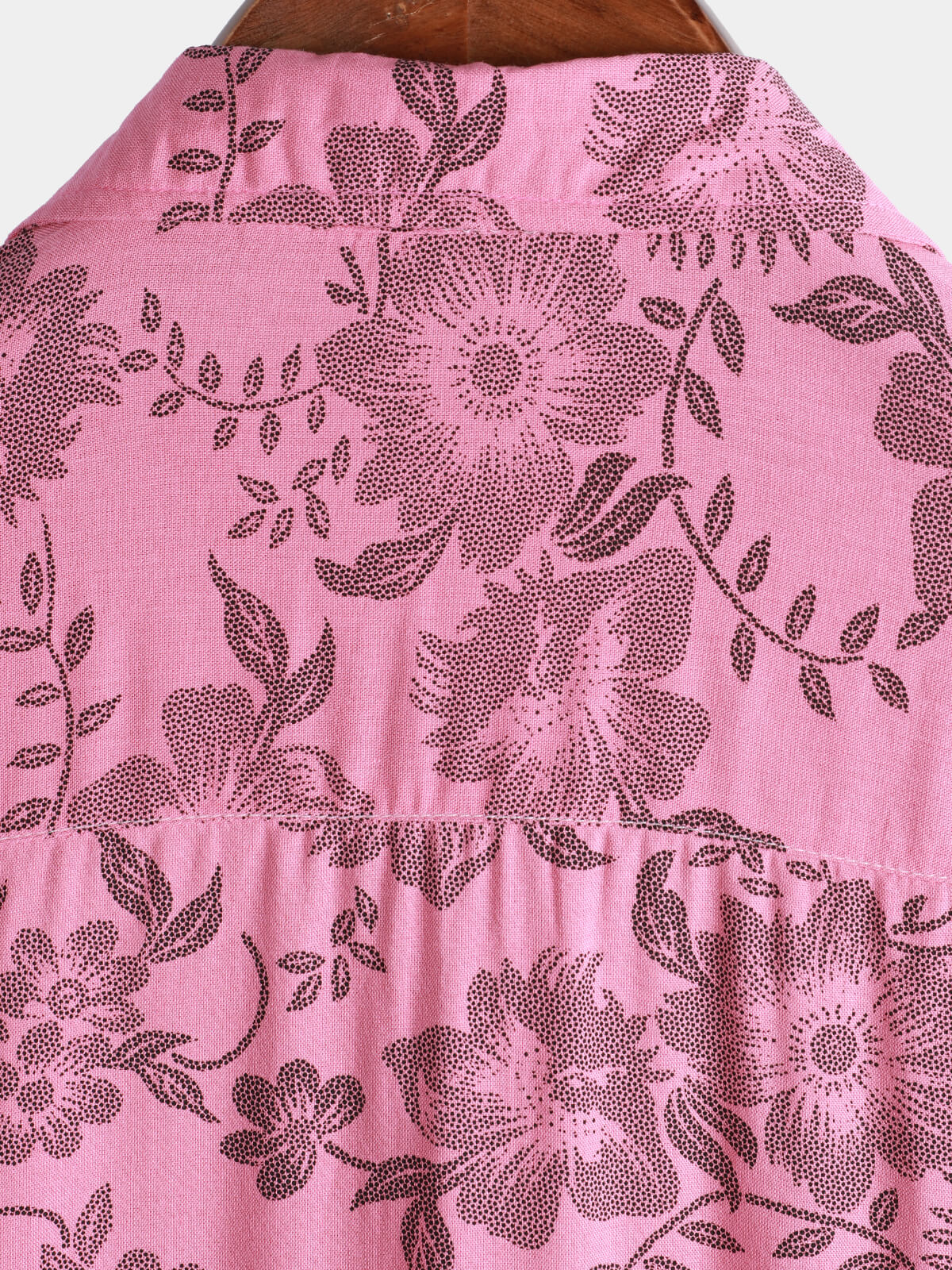 Men's Short Sleeve Hawaiian Shirt with Breathable Buttons in Pink Floral Print