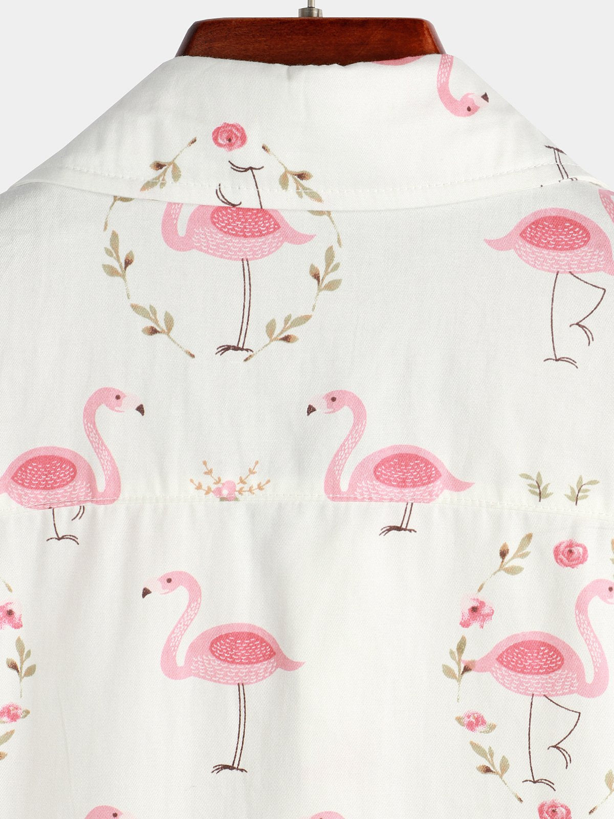 Casual Short Sleeve Cotton Flamingo Print Shirt for Men