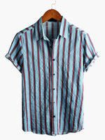 Striped Short-Sleeved Printed Shirt for Men