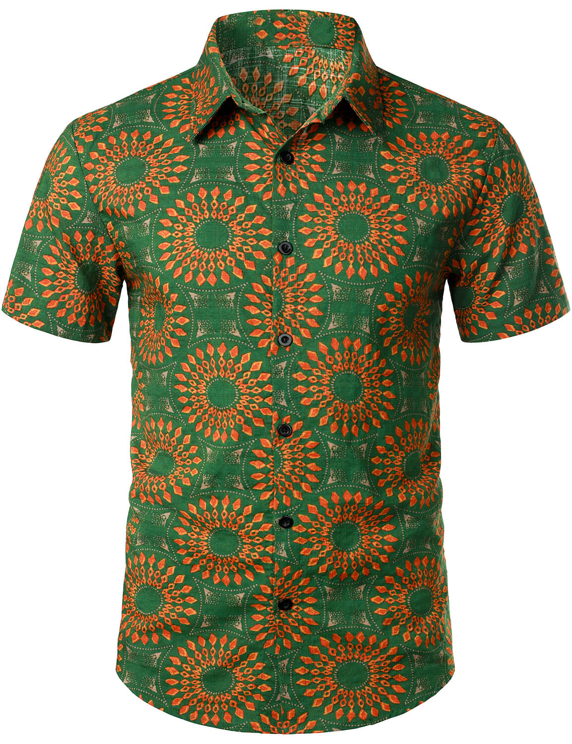 Retro Short-Sleeved Button-Up Summer Disco Vintage 70s Shirt for Men