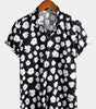 Hawaiian Floral Short-Sleeve Cotton Shirt with Daisy Print for Men