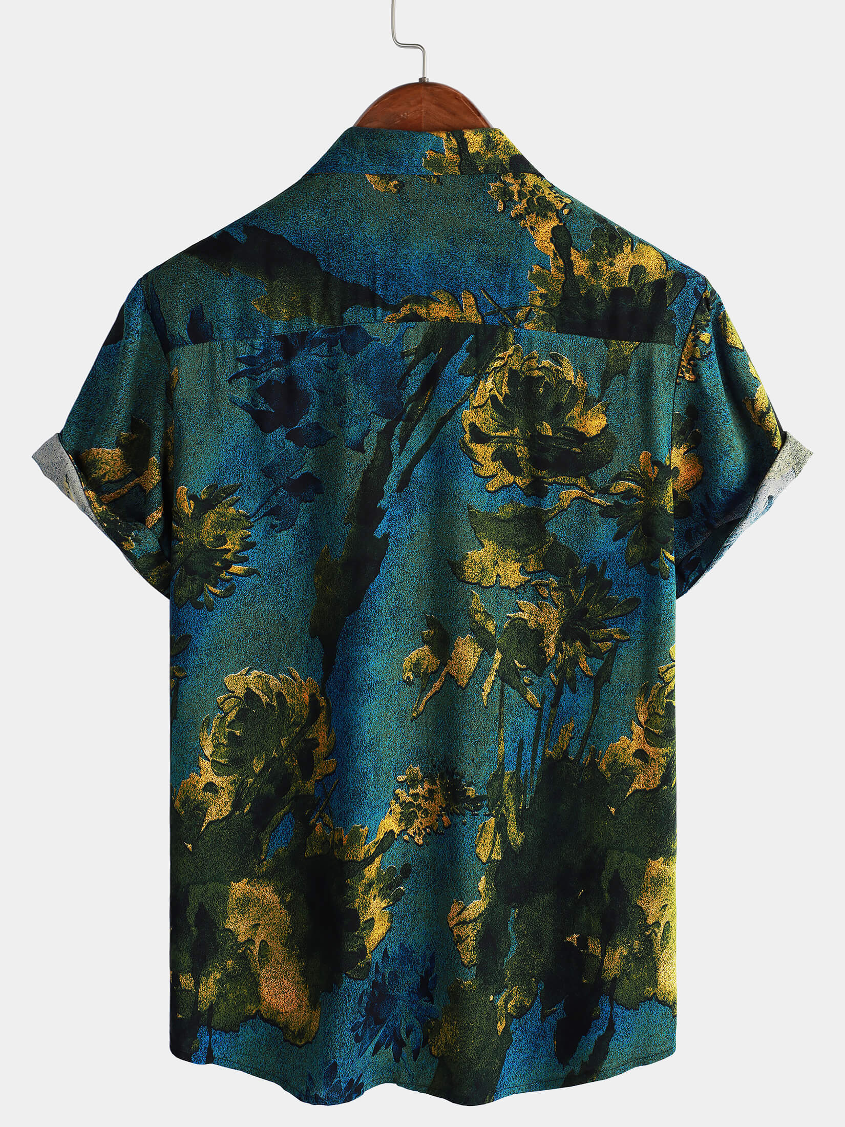 Men's Short Sleeve Hawaiian Shirt with Buttons, Vintage Style, Breathable, for Holidays, Summer