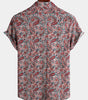 Men's Red Retro Paisley Pattern Short Sleeve Cotton Shirt