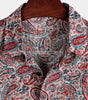 Men's Red Retro Paisley Pattern Short Sleeve Cotton Shirt