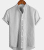Men's Short Sleeve Striped Breathable Cotton Shirts