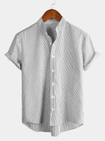Men's Short Sleeve Striped Breathable Cotton Shirts