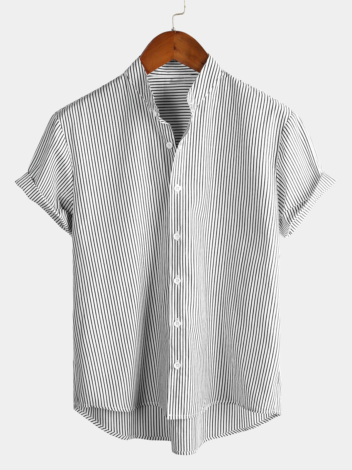 Men's Short Sleeve Striped Breathable Cotton Shirts