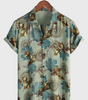 Men's Short-Sleeve Button-Up Shirt, Retro, Holiday, Summer, Breathable, Casual