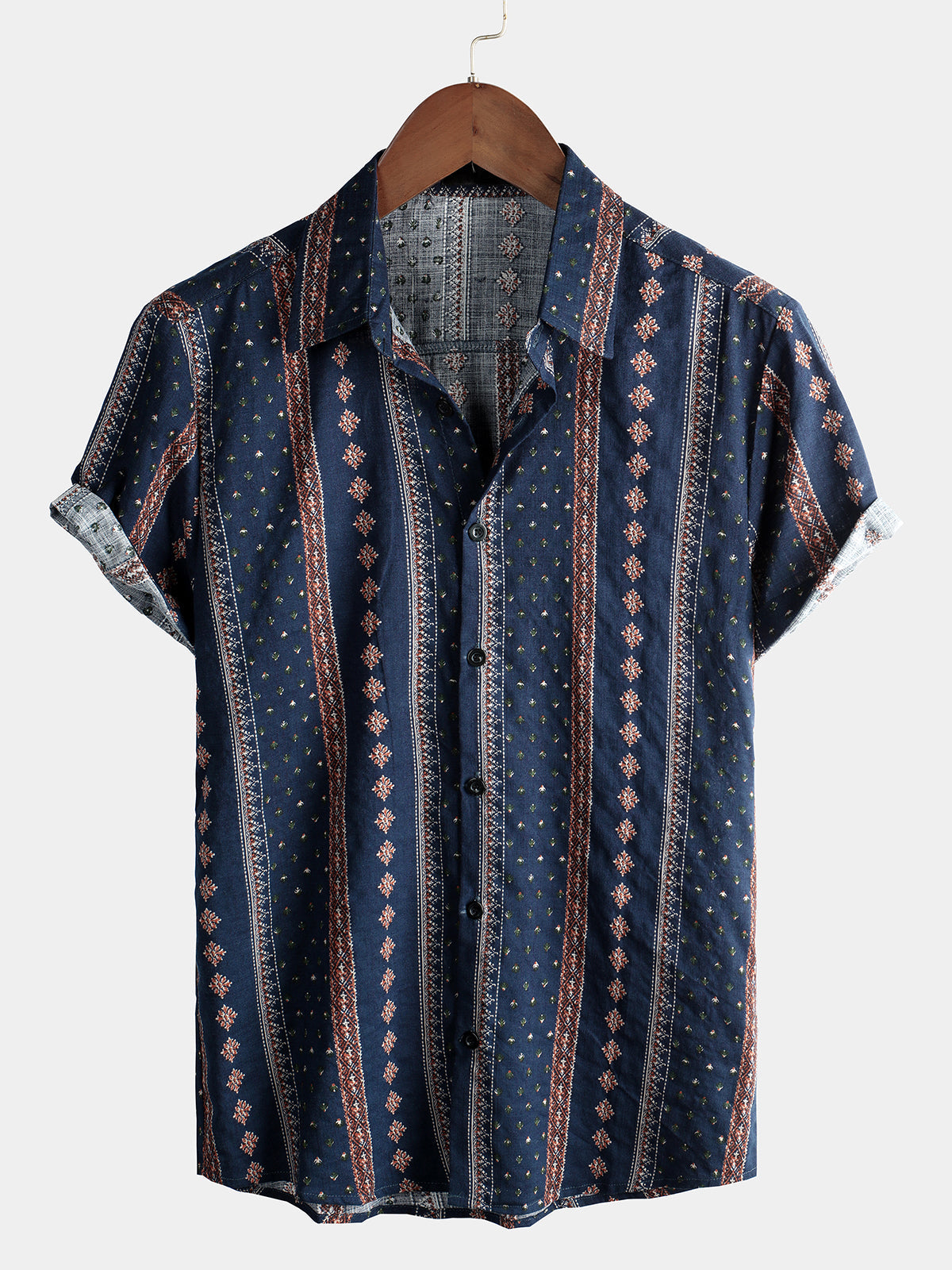 Men's Short Sleeve Retro Cotton Shirts