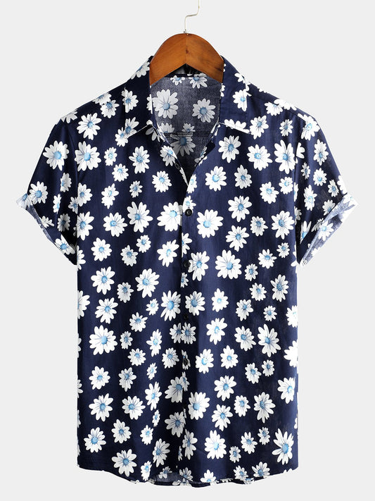 Men's pure cotton shirt with Hawaiian holiday print
