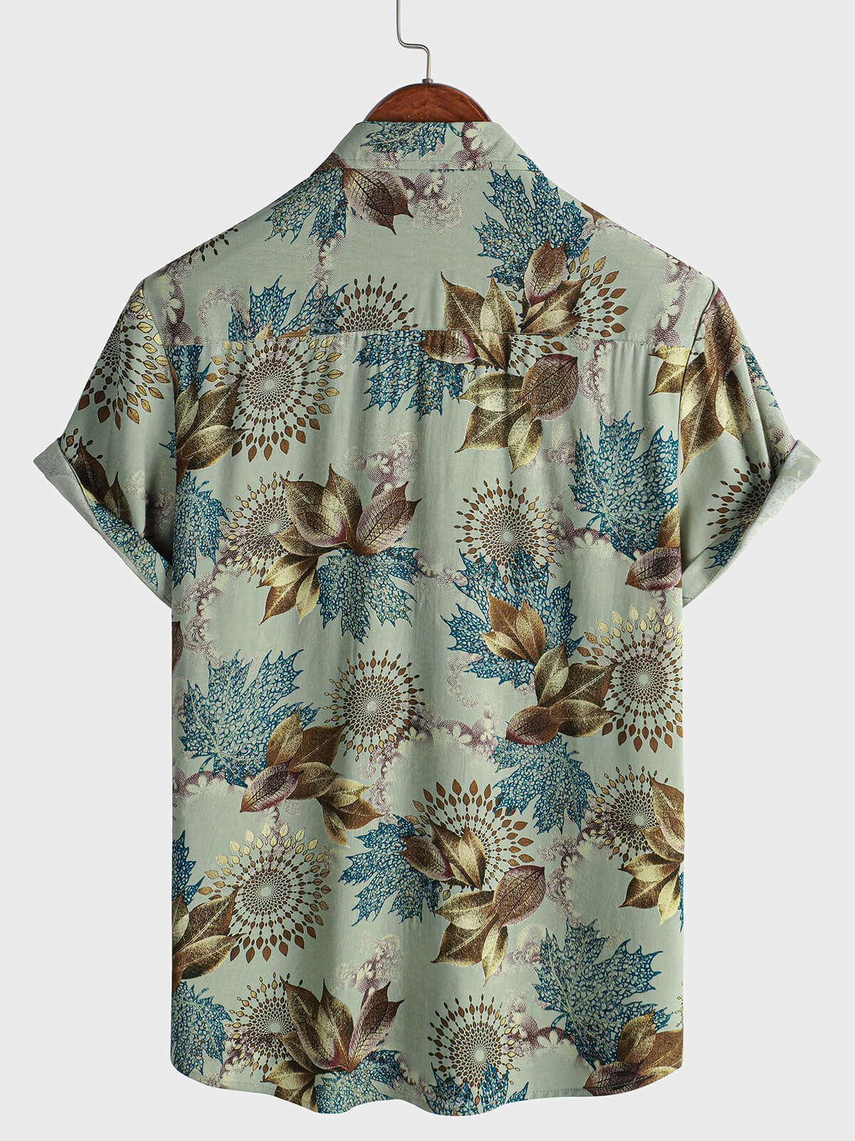 Men's Short-Sleeve Button-Up Shirt, Retro, Holiday, Summer, Breathable, Casual