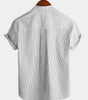 Men's Short Sleeve Striped Breathable Cotton Shirts