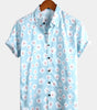Tropical Hawaiian Flower Print Cotton Shirt for Men