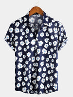 Tropical Hawaiian Flower Print Cotton Shirt for Men