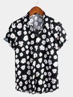 Tropical Hawaiian Flower Print Cotton Shirt for Men