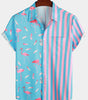 Summer Striped Shirt with Pockets and Flamingo Stripes