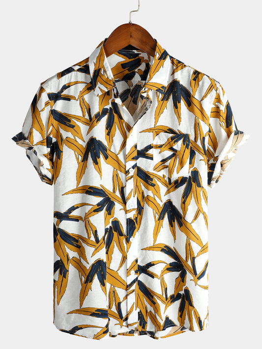 Men's pure cotton Hawaiian-style holiday print shirt