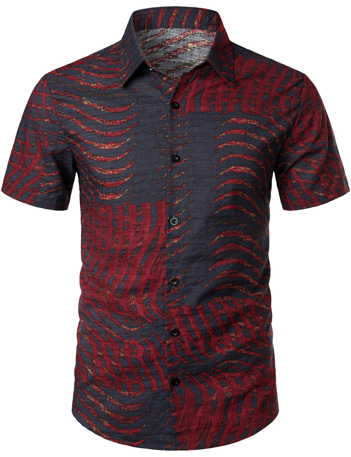 Men's Short Sleeve Striped Printed Shirt