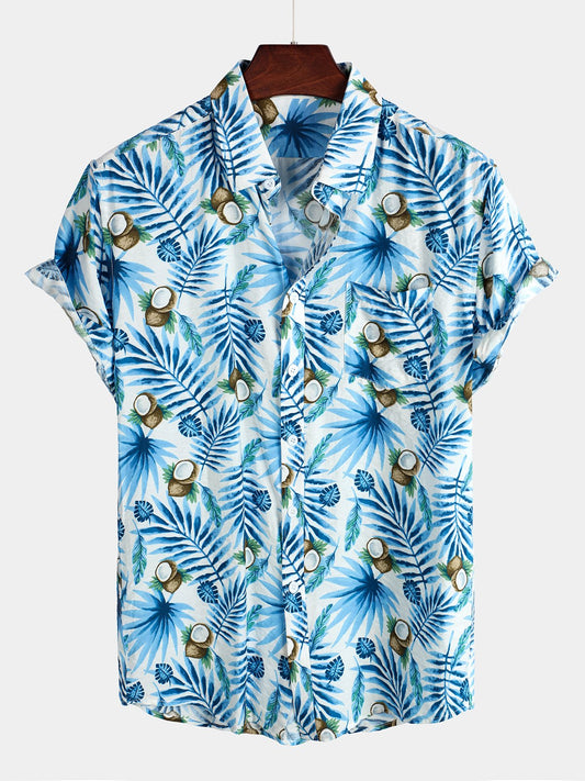 Men's pure cotton Hawaiian print holiday shirt