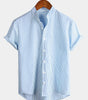 Men's Short Sleeve Striped Breathable Cotton Shirts