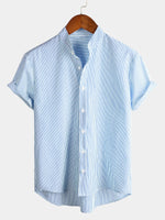 Men's Short Sleeve Striped Breathable Cotton Shirts