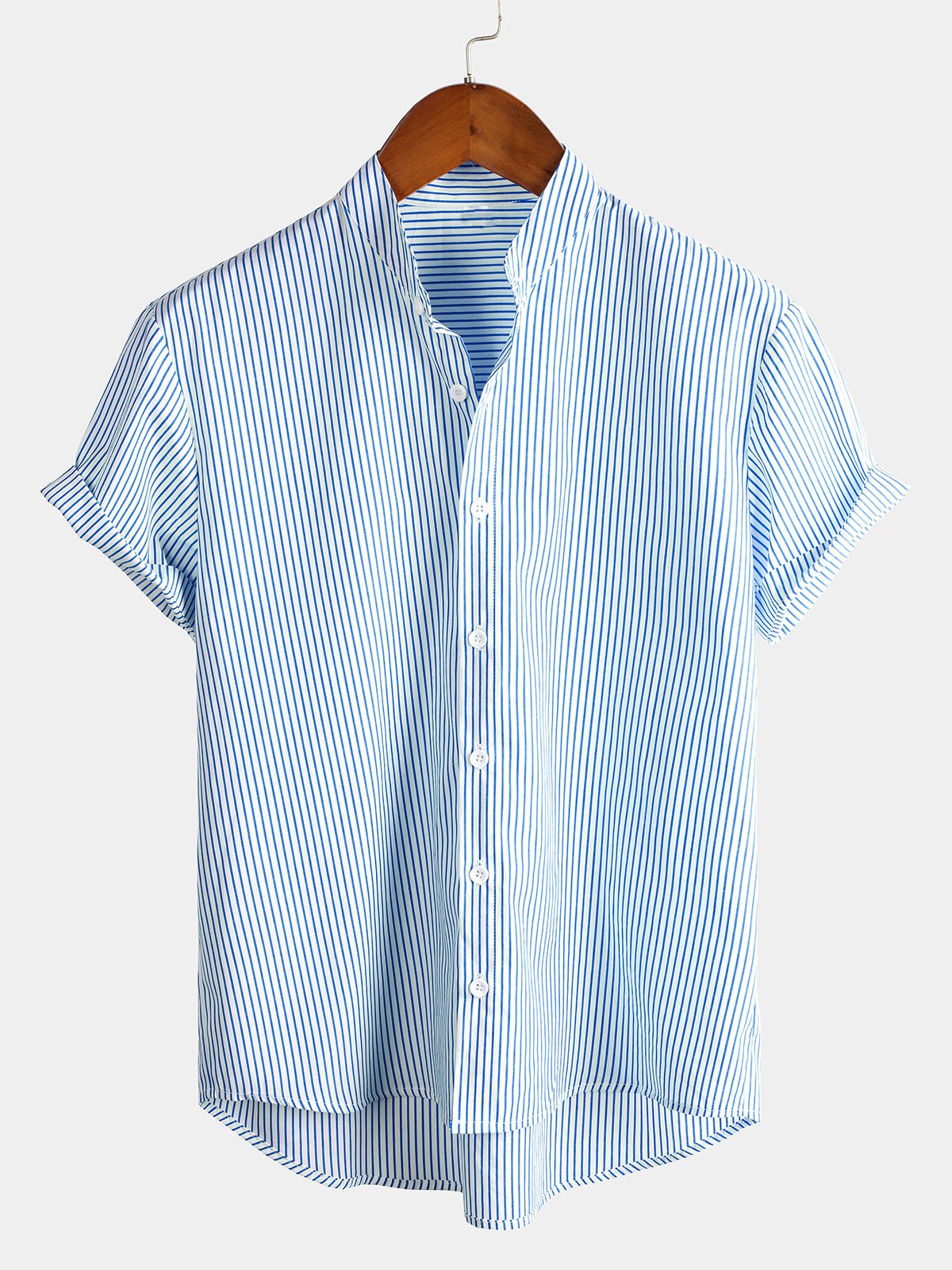 Men's Short Sleeve Striped Breathable Cotton Shirts
