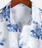 Men's Short Sleeve Blue Floral Print Hawaiian Shirt