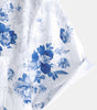 Men's Short Sleeve Blue Floral Print Hawaiian Shirt