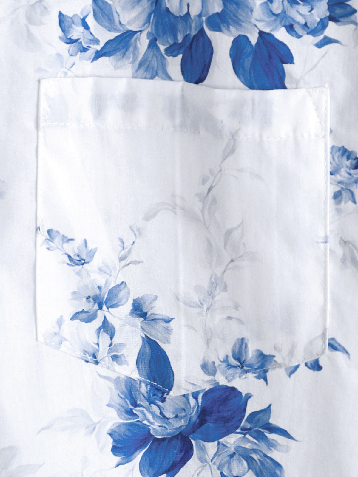 Men's Short Sleeve Blue Floral Print Hawaiian Shirt